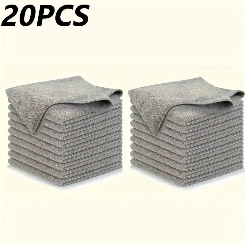 5-20Pcs Light Gray Microfiber Kitchen Towels, Ultra Absorbent Soft Cleaning Cloths, Stain Remover Dish Cloths Set