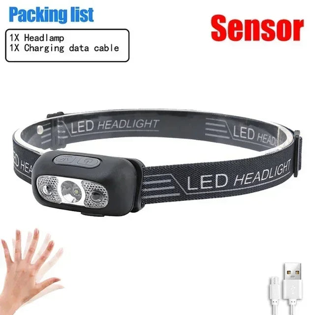 Outdoor Waterproof Camping Mini LED Night Fishing Powerful Torch Head Lamp Strong Light Headlamp Portable LED Sensor Headlamps