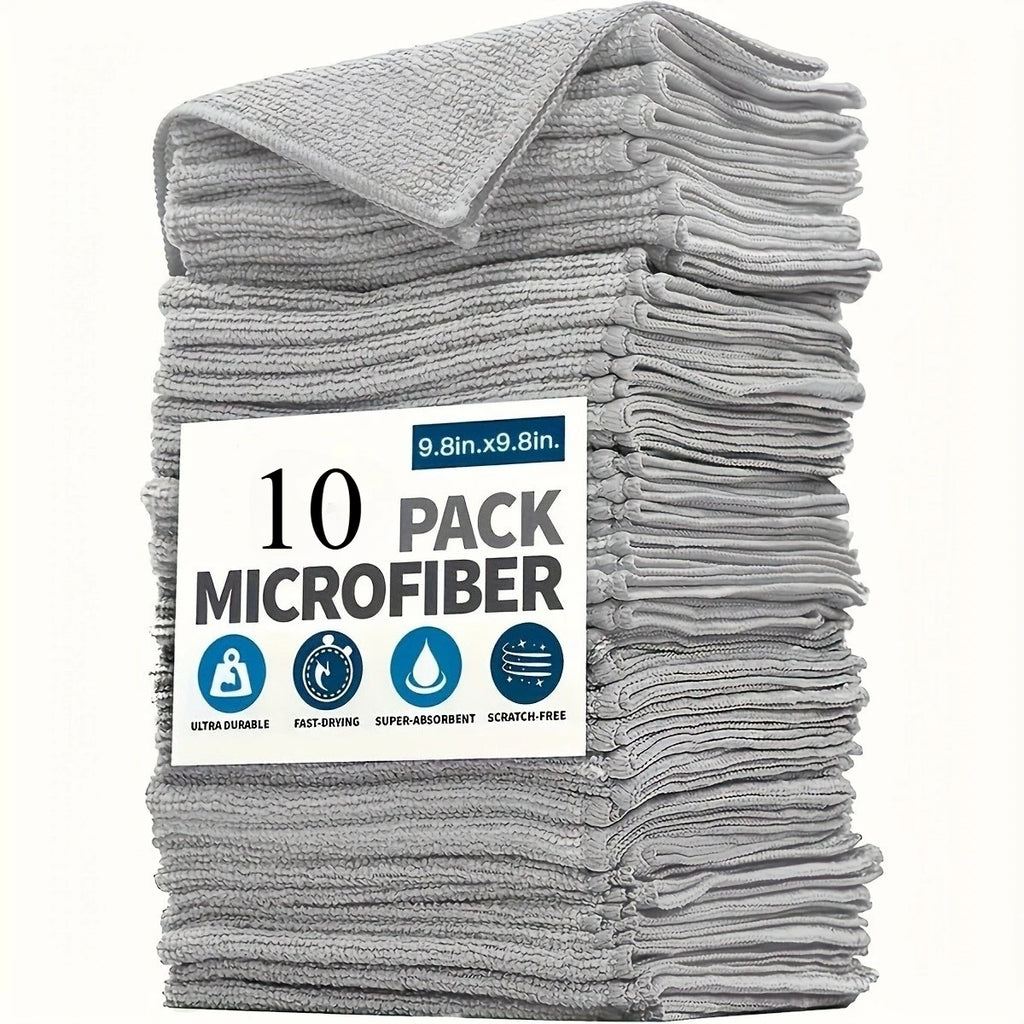 5-20Pcs Light Gray Microfiber Kitchen Towels, Ultra Absorbent Soft Cleaning Cloths, Stain Remover Dish Cloths Set