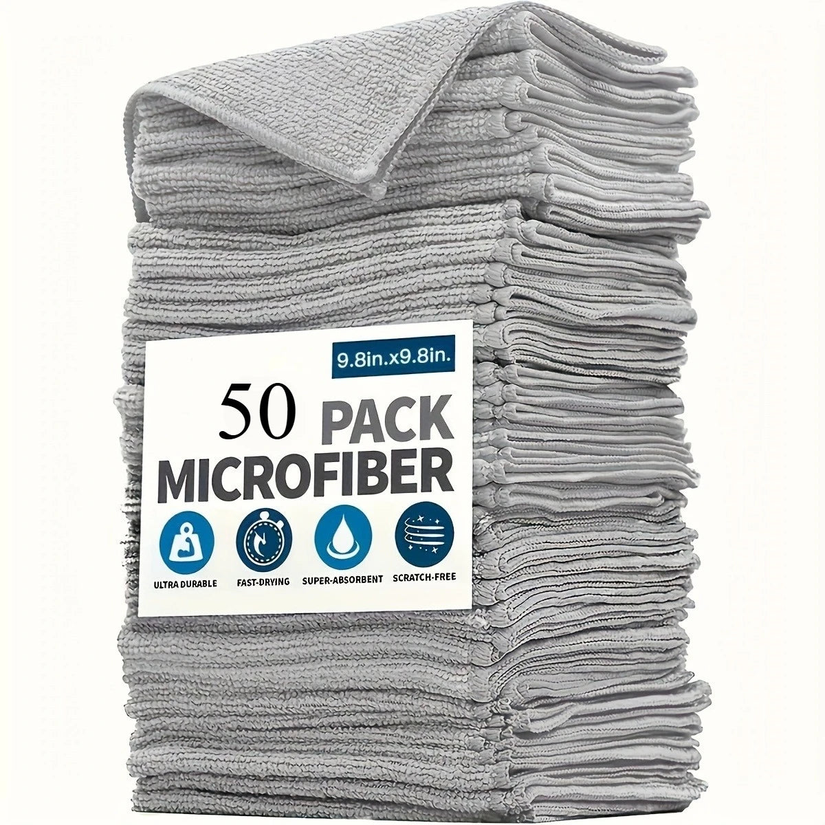 5-20Pcs Light Gray Microfiber Kitchen Towels, Ultra Absorbent Soft Cleaning Cloths, Stain Remover Dish Cloths Set