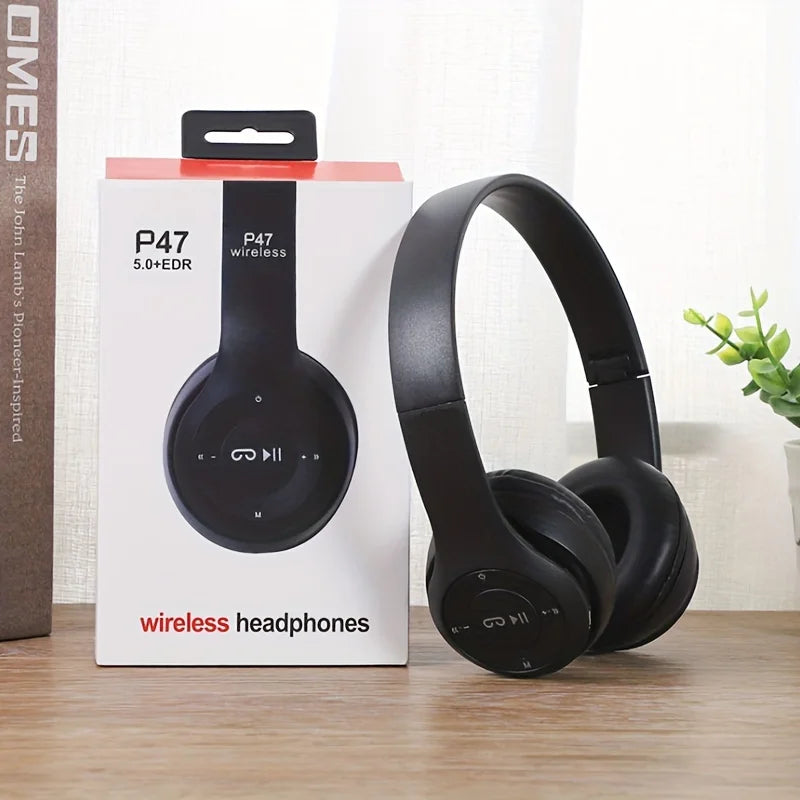 P47 Wireless Headphones Bluetooth 5.0 Earphones Foldable HIFI Stereo Bass for Music Gaming Kid Girl Earphone for Smartphone